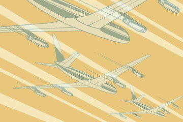 Image showing Air transport in the sky travel background