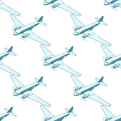 Image showing Aircraft aviation airplane air transport seamless pattern isolat