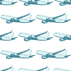 Image showing Aircraft aviation airplane air transport seamless pattern isolat