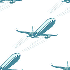 Image showing Aircraft aviation airplane air transport seamless pattern isolat