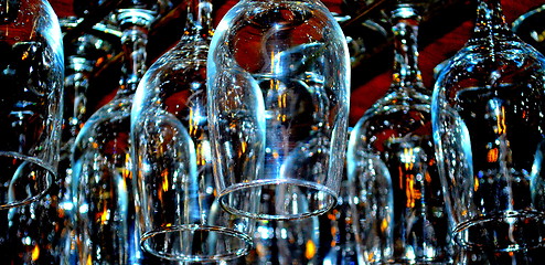 Image showing Bar glasses upside down.