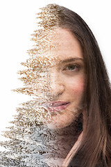 Image showing Double exposure of young beautyful girl