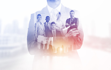 Image showing Double exposure of young ambitious business group