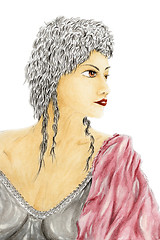 Image showing Portrait of woman in ancient style clothing