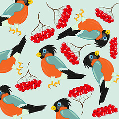 Image showing Bird and rowanberry