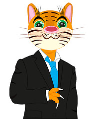 Image showing Cartoon of the tiger in suit