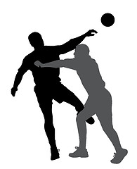Image showing Handball player blocking opponent player