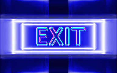 Image showing neon sign of exit