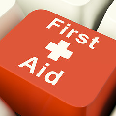 Image showing First Aid Computer Key Showing Emergency Medical Help