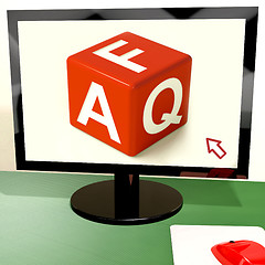 Image showing Faq Dice On Computer Screen Showing Online Help