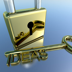 Image showing Padlock With Ideas Key Showing Improvement Concepts And Creativi