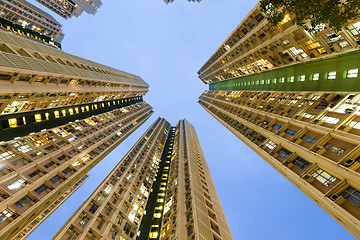 Image showing Apartment building to the sky at night