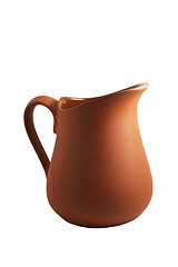 Image showing traditional brown ceramic jug on white 