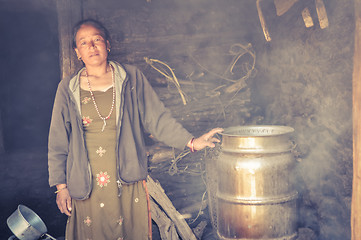 Image showing Woman in smoke in Nepal