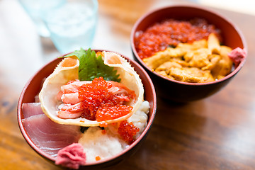 Image showing Japanese seafood rice bowl