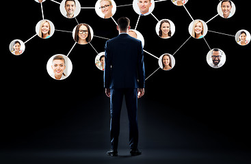 Image showing businessman with virtual corporate network