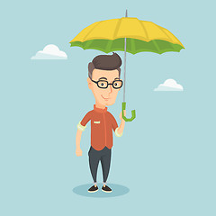 Image showing Business man insurance agent with umbrella.