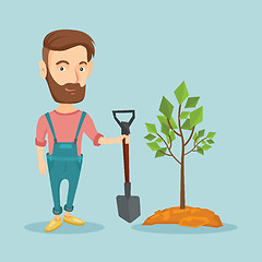 Image showing Man plants tree vector illustration.