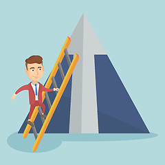 Image showing Business man climbing on mountain.