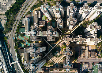 Image showing Top view of skyscraper building in Hong Kong