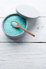 Image showing Sea turquoise salt in jar
