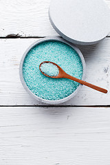 Image showing Photo of blue bath salt