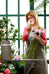 Image showing Photo of woman with flowers