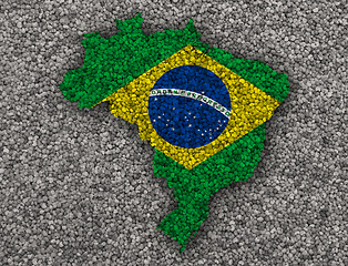 Image showing Map and flag of Brazil on poppy seeds