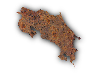 Image showing Map of Costa Rica on rusty metal