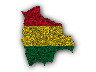 Image showing Map and flag of Bolivia on poppy seeds