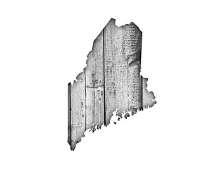 Image showing Map of Maine on weathered wood