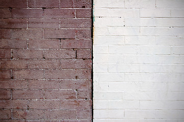 Image showing Two Textured Brick Walls Contrast Each Other