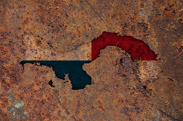 Image showing Map and flag of Panama on rusty metal