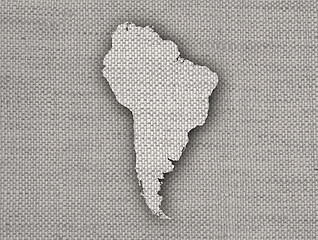 Image showing Map of South America on old linen