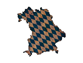Image showing Map and flag of Bavaria on rusty metal