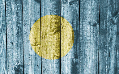 Image showing Flag of Palau on weathered wood