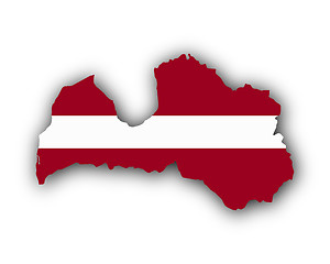 Image showing Map and flag of Latvia