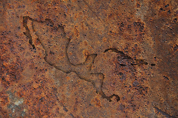 Image showing Map of Middle America on rusty metal