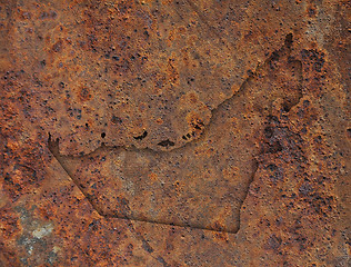 Image showing Map of United Arab Emirates on rusty metal