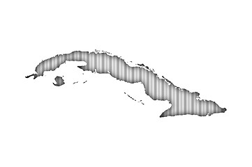 Image showing Map of Cuba on corrugated iron