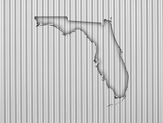 Image showing Map of Florida on corrugated iron