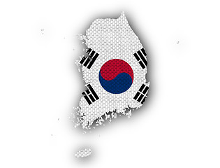 Image showing Map and flag of South Korea 