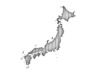Image showing Map of Japan on corrugated iron