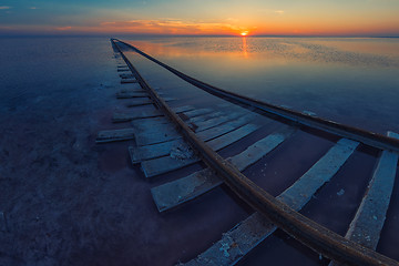 Image showing Beauty sunset on salty lake