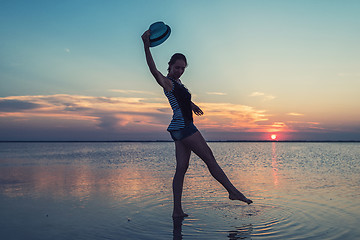 Image showing Beauty sunset on salty lake