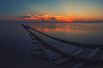 Image showing Beauty sunset on salty lake