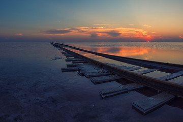 Image showing Beauty sunset on salty lake