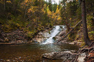 Image showing waterfall on mountain river