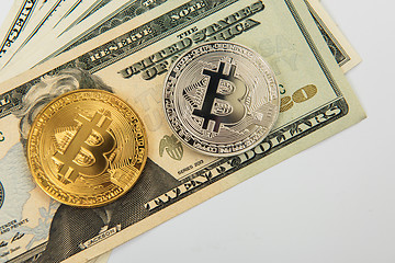 Image showing Bitcoin coin with dollars