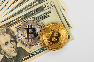 Image showing Bitcoin coin with dollars